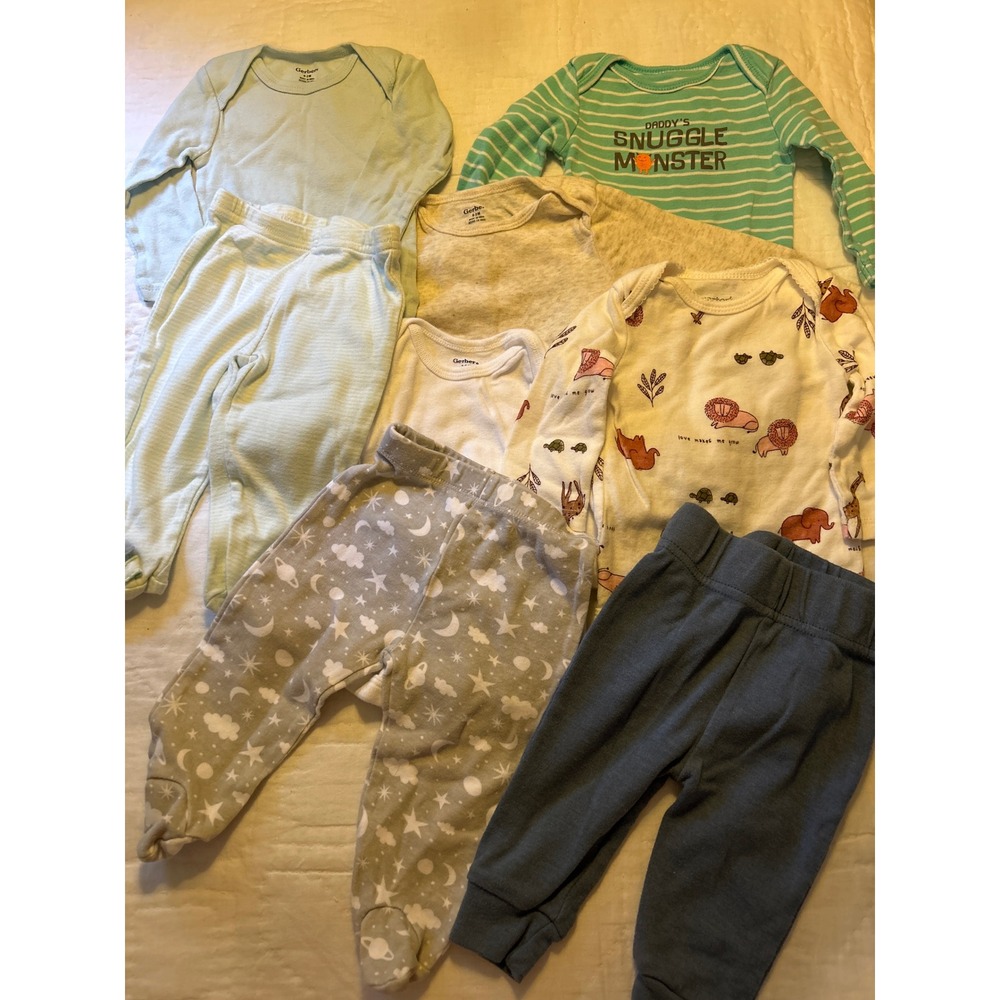 Gerber Carter Baby Clothes Lot long‎ sleeve Bodysuits Pants 0-3 Month Boys